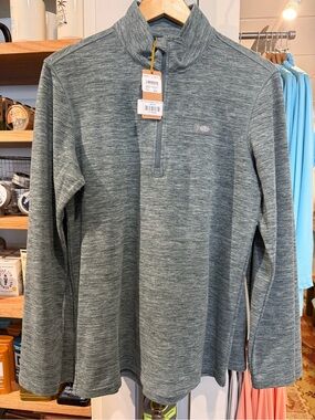 AFTCO Men's Heathered Green Quarter-Zip Pullover